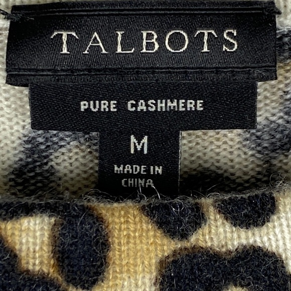Talbots women's Sz: M pure Cashmere animal print pullover sweater crew neck - Picture 6 of 11